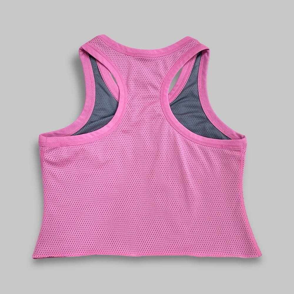 Nike Pink Mesh Cropped Double-Layer Tank Top - Women’s Size L - Picture 2 of 3